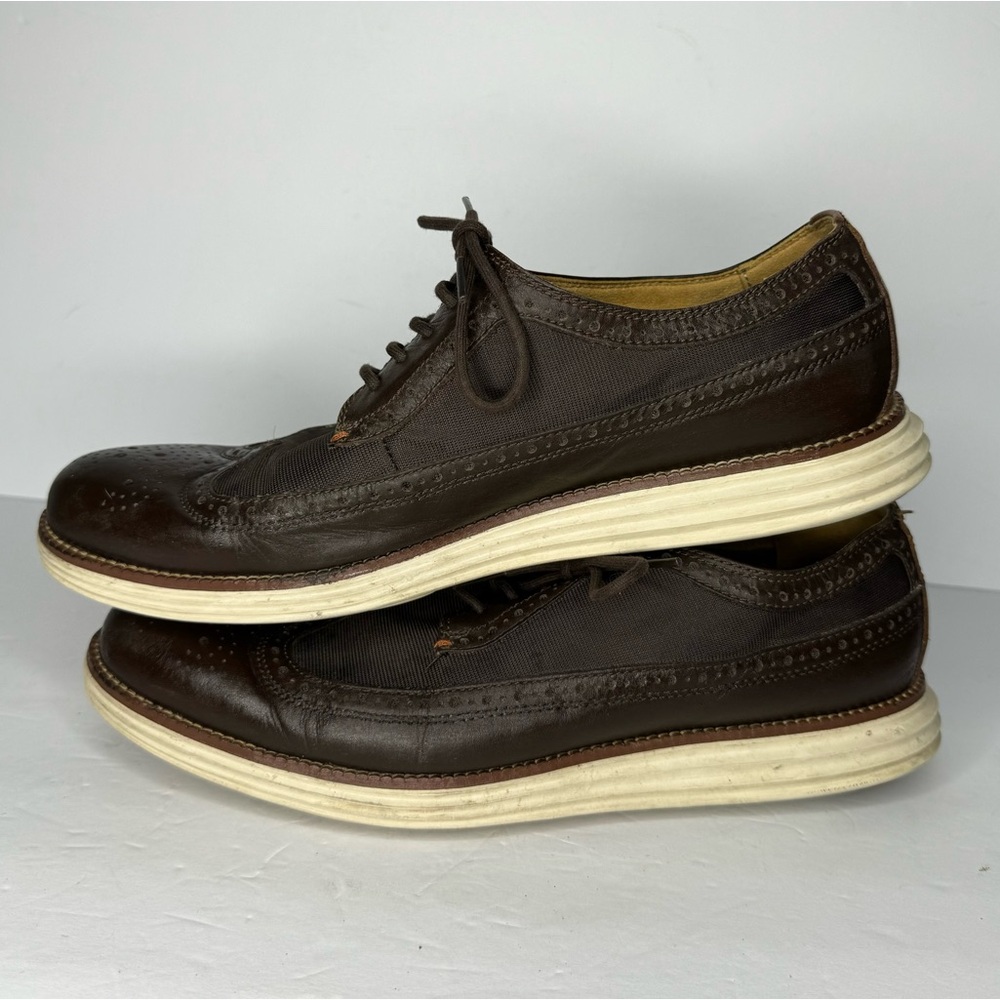 Cole Haan‎ Grand O’s Brown Leather And Fabric Wingtip Oxfords  Men’s Size 11.5 M - Picture 7 of 13